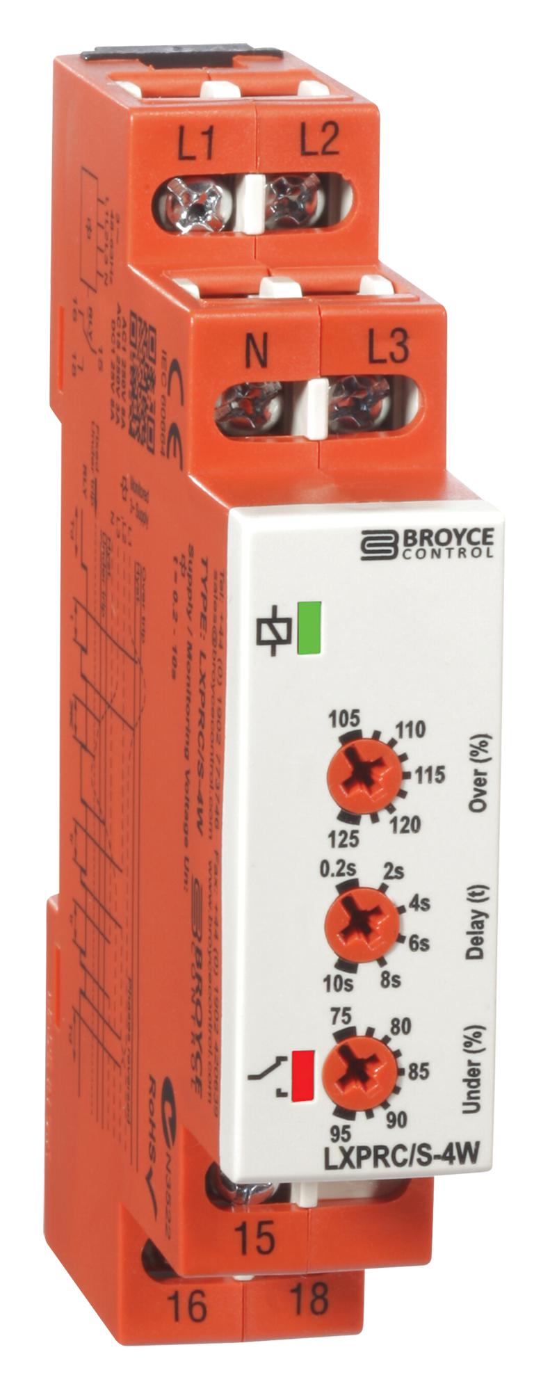 LXPRC/S-4W 230V (400V) RELAY, VOLTAGE SENSE, SPDT, 8A, 230VAC BROYCE CONTROL