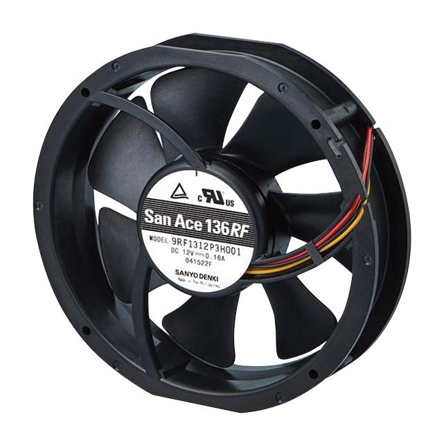 9RF1312P3H001 AXIAL FAN, 136MM, 12VDC, 70.7CFM, 35DBA SANYO DENKI
