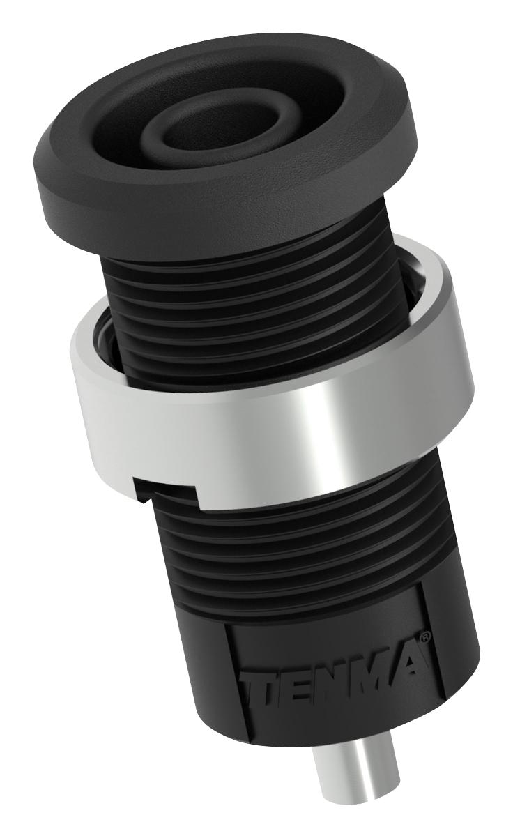 76-1676 BANANA JACK, 4MM, 25A, SOLDER, BLACK TENMA