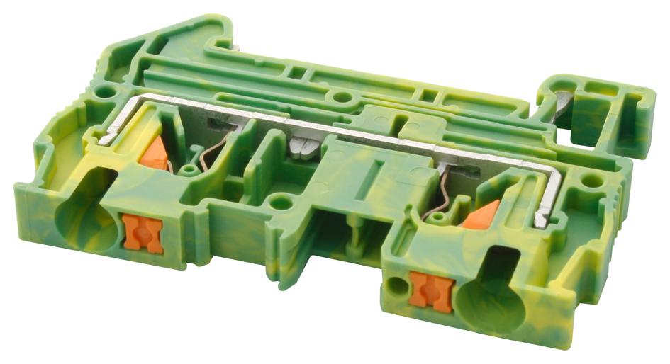 PT 4-PE TERMINAL BLOCK, DIN RAIL, 2POS, 10AWG PHOENIX CONTACT