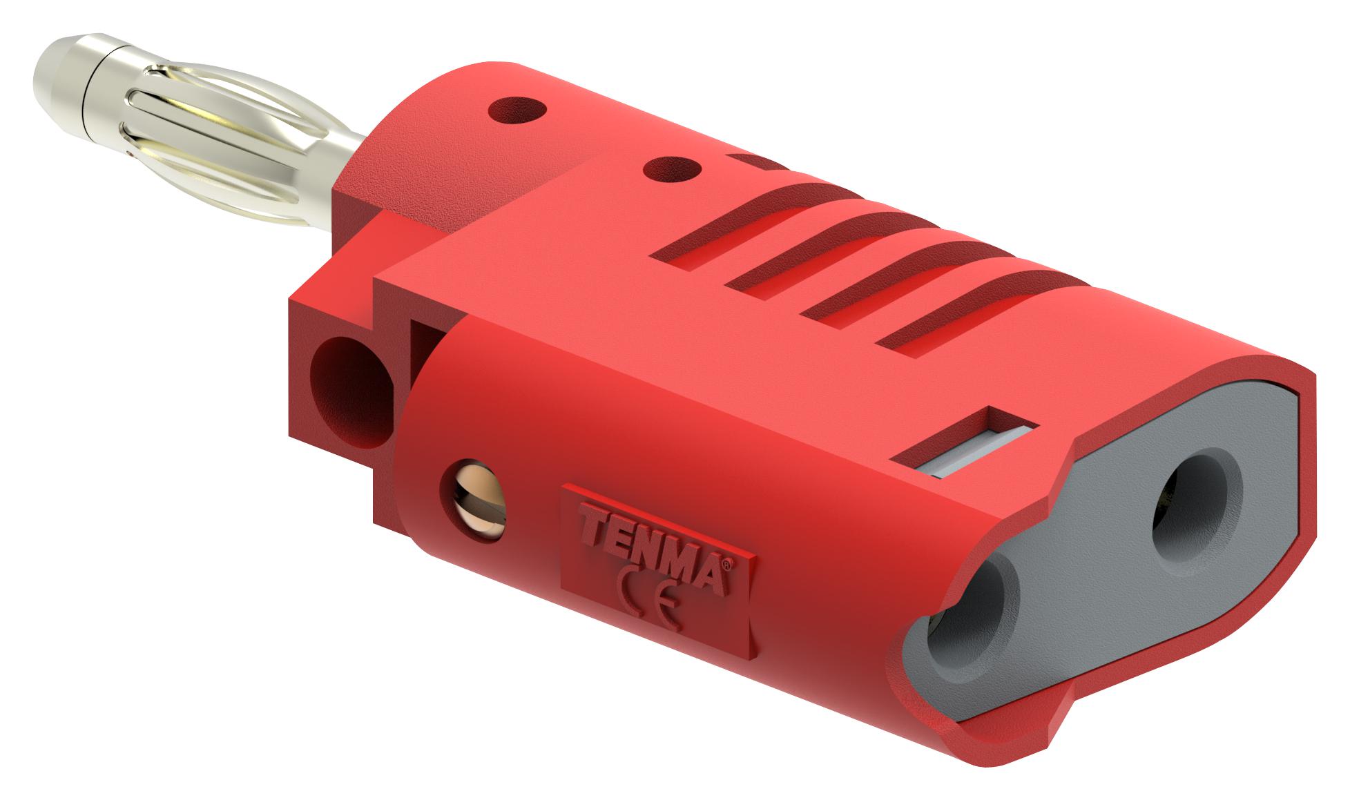 76-1688 BANANA PLUG, STACKING, 4MM, 36A, RED TENMA