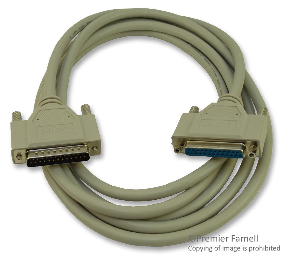 CSMN25MF-10 D SUB CABLE, 25POS, PLUG-RCPT, 3.05M L-COM