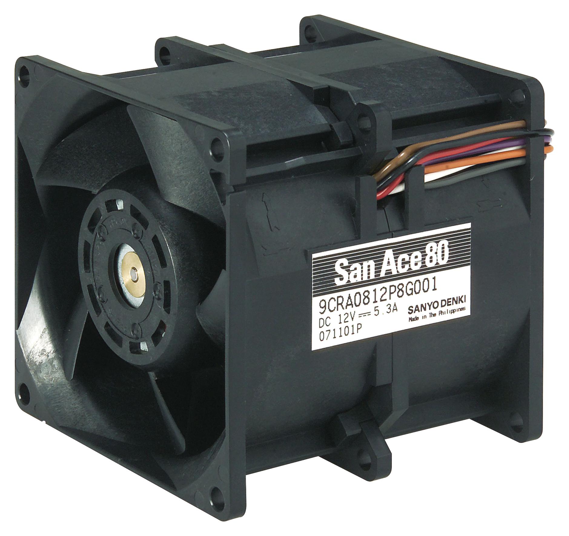 9CRA0812P8G001 AXIAL FAN, 80MM, 12VDC, 158.9CFM, 76DBA SANYO DENKI