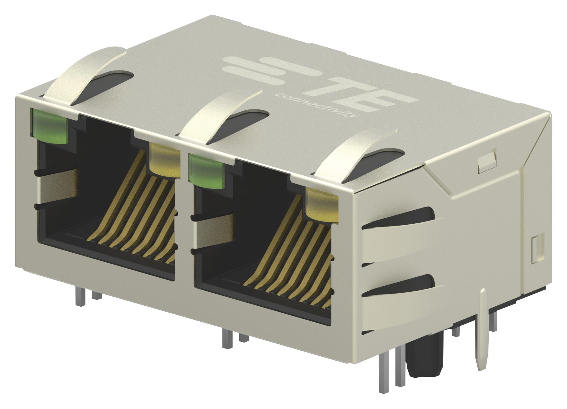 2301996-7 RJ45 CONNECTOR, JACK, 8P8C, 2PORT, TH TE CONNECTIVITY