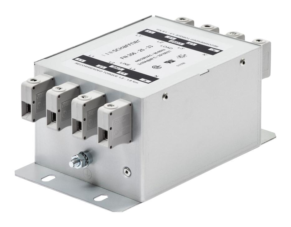FN356-25-33 PWR LINE FILTER, 3 PH+NEUTRAL, 25A, 440V SCHAFFNER