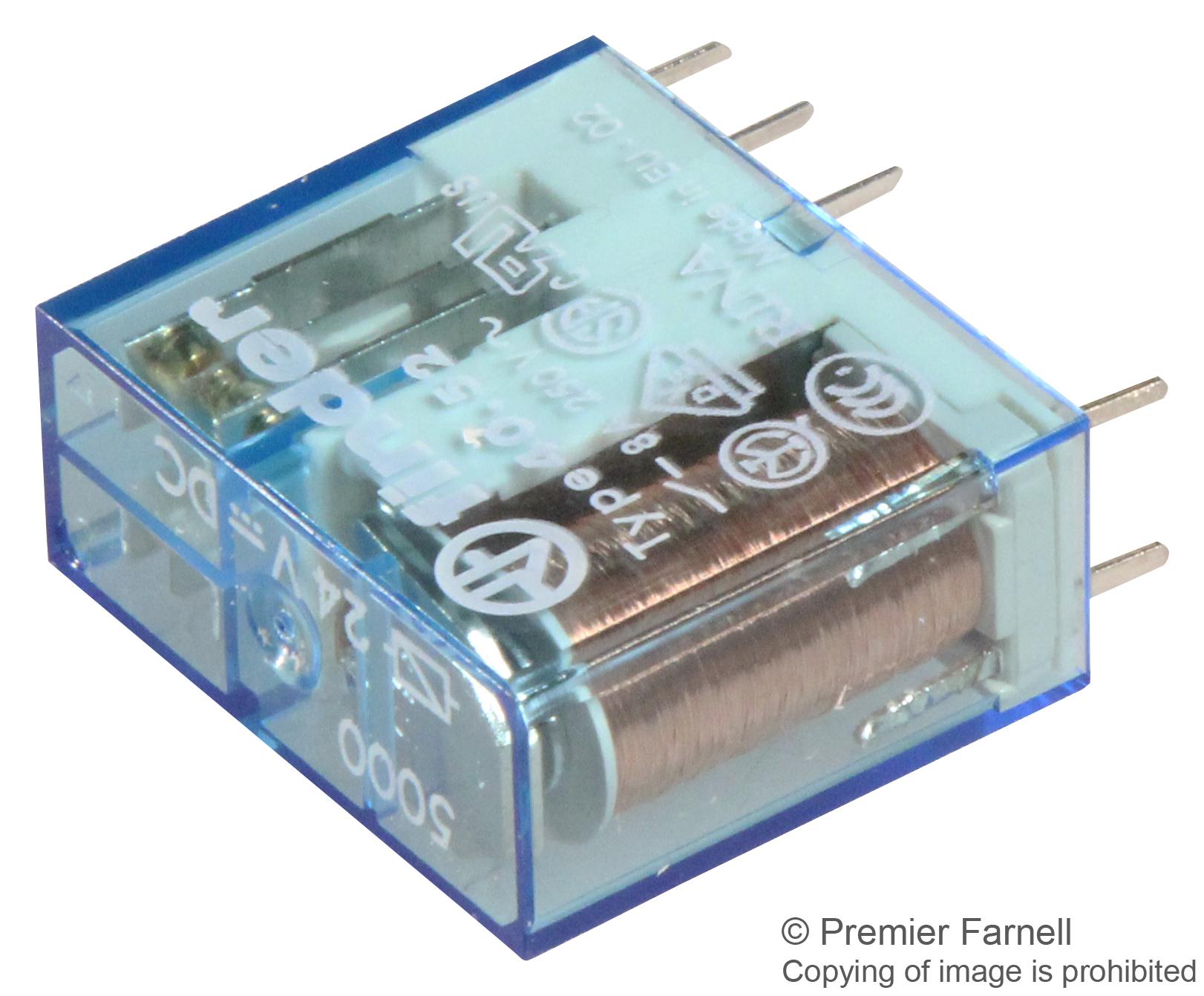 40.52.9.024.5000 RELAY, DPDT, 24VDC, 8A, TH FINDER