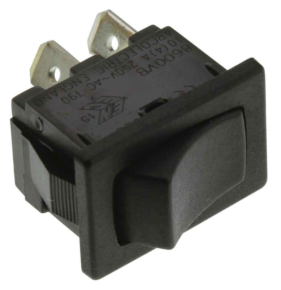 H8600VBBB ROCKER SWITCH, SPST, 16A, 250VAC, BLACK ARCOLECTRIC (BULGIN LIMITED)