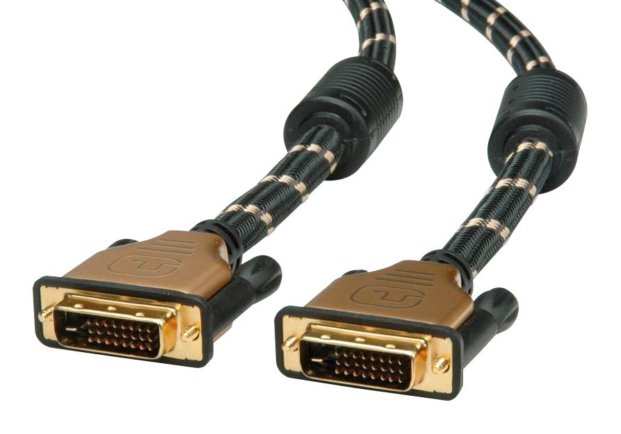 11.04.5514 CABLE, DVI-D PLUG, 5M, BLACK/GOLD ROLINE