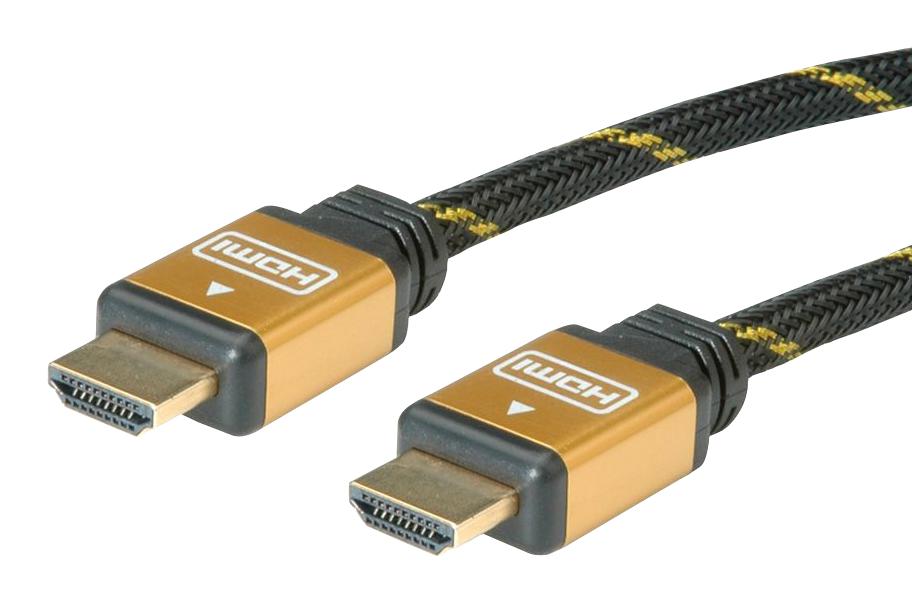 11.04.5561 AUDIO CABLE, HDMI PLUG, 1M, BLK/GLD ROLINE