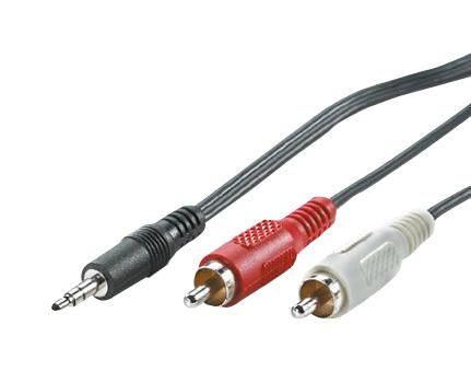 11.09.4341 AUDIO CABLE, 3.5MM-RCAX2 PLUG, 1.5M/BLK ROLINE