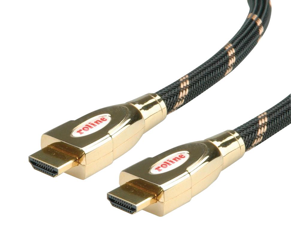 11.04.5693 AUDIO CABLE, HDMI A PLUG, 5M, BLK/GLD ROLINE