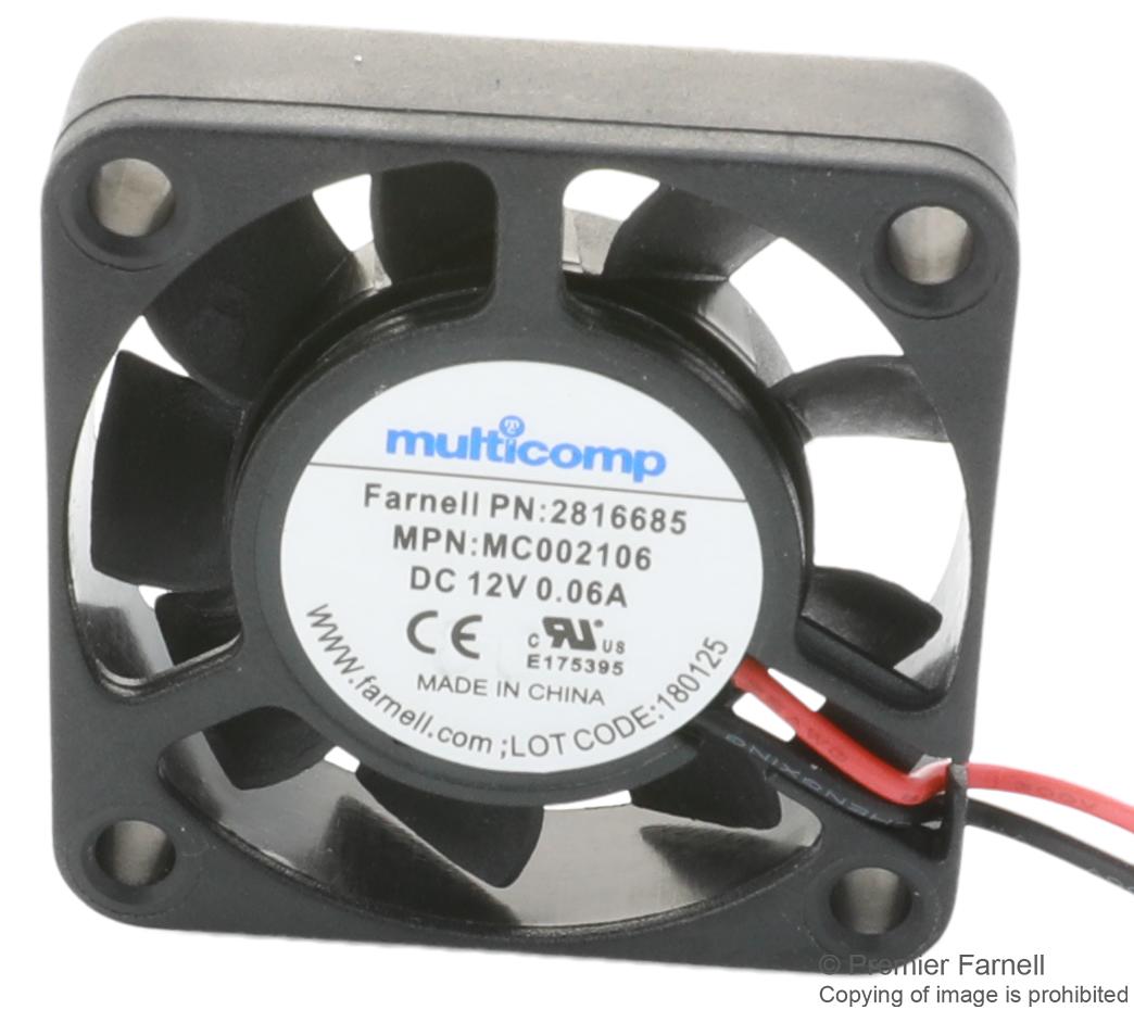 MC002107 AXIAL FAN, 40MM, 12VDC, 5.2CFM, 27.08DBA MULTICOMP PRO