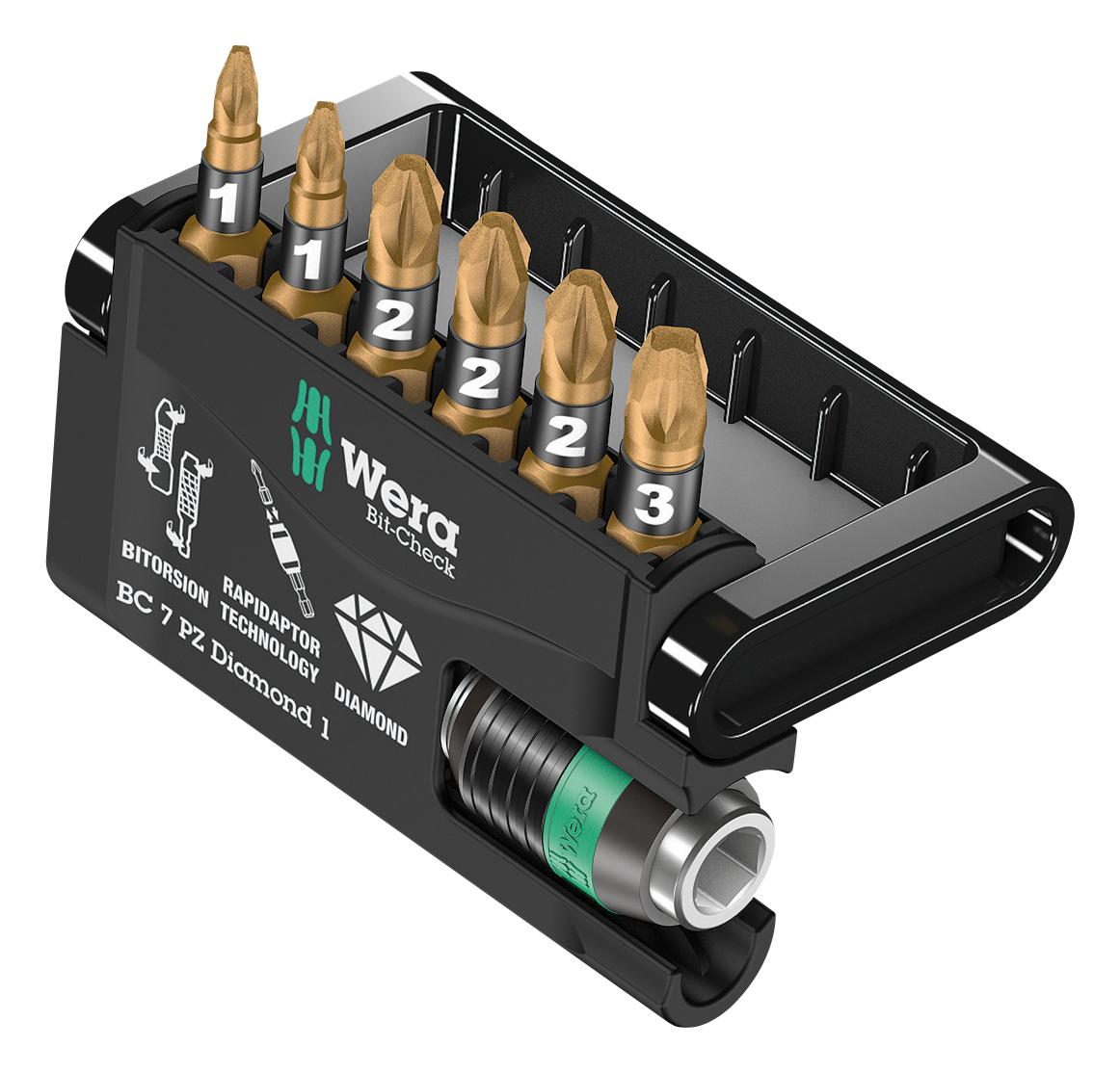 05057412001 BIT-CHECK SET W/UNIVERSAL HOLDER, 8PC WERA