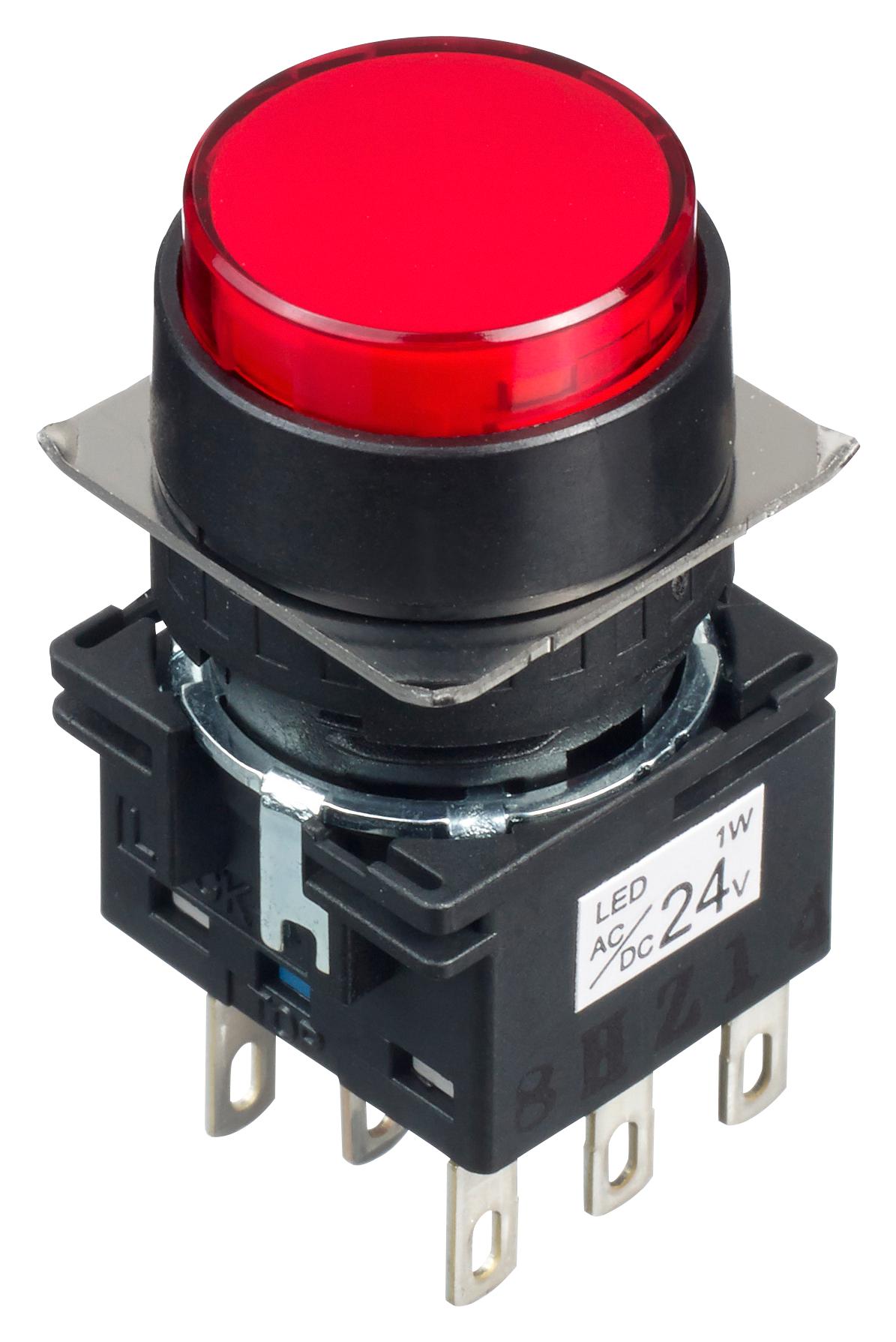 LB1L-M1T64R PB SWITCH, DPDT, 24VAC/DC, SOLDER, RED IDEC
