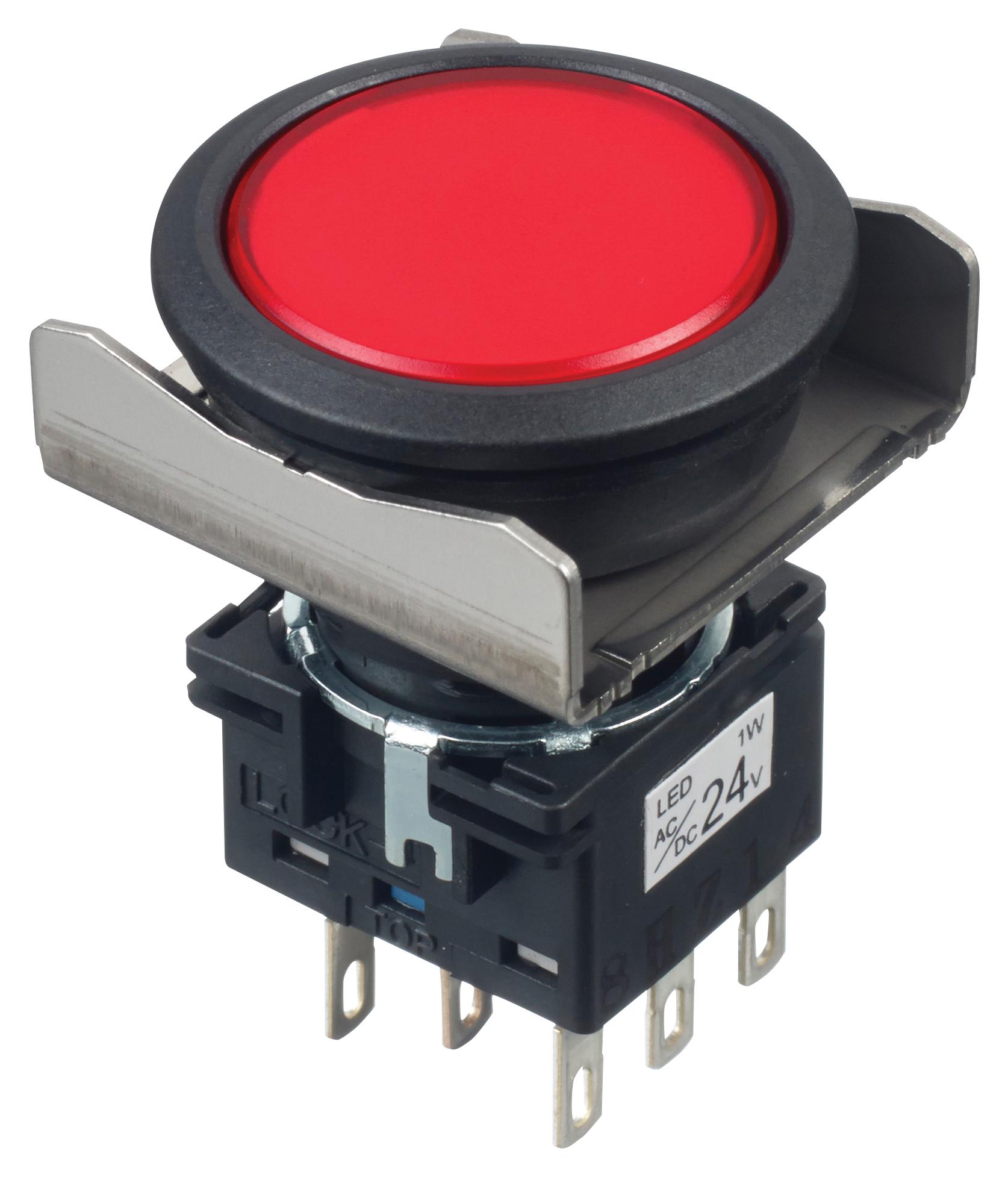 LBW6L-A1T64R PB SWITCH, DPDT, 24VAC/DC, SOLDER, RED IDEC