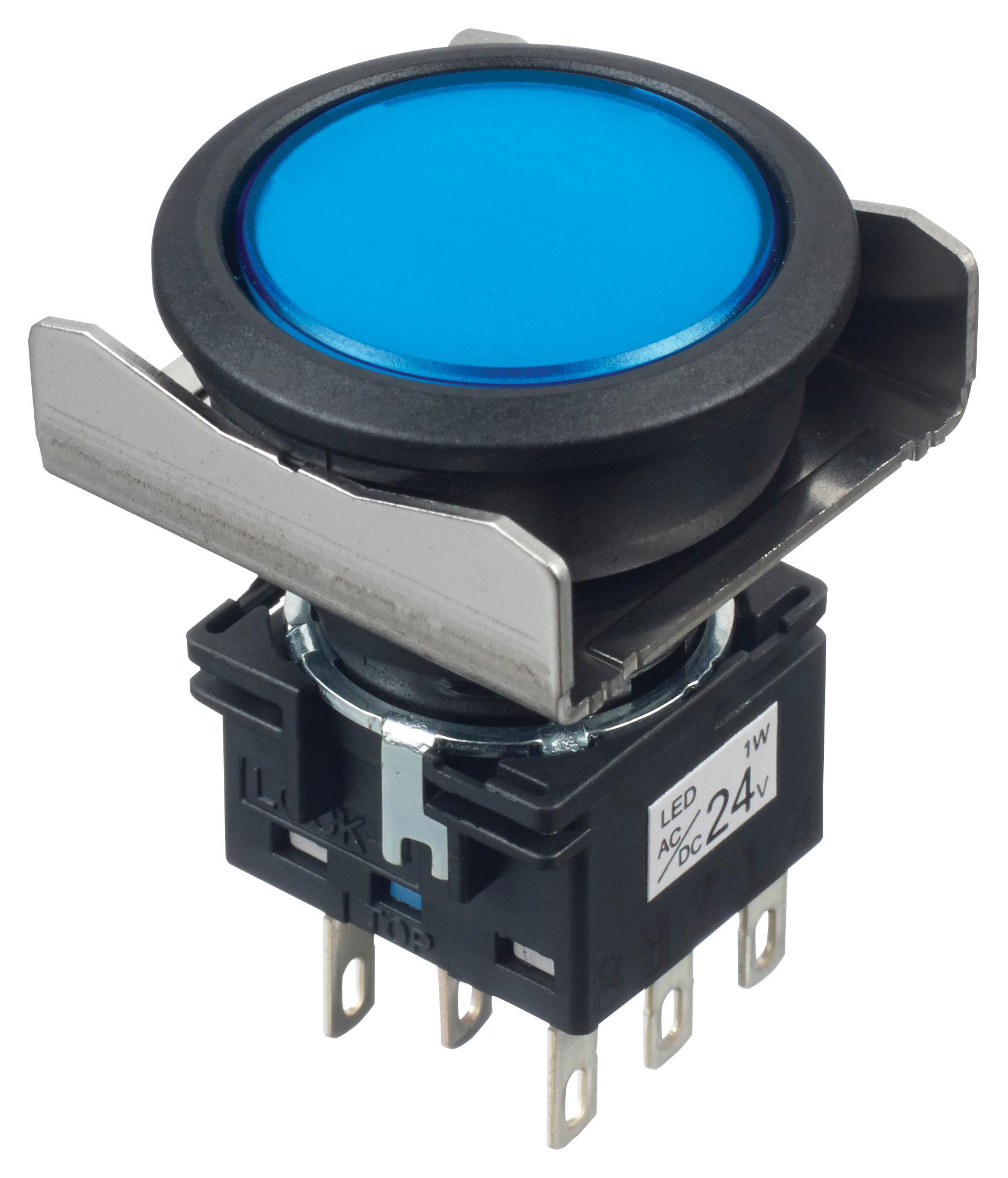 LBW6L-A1T64S PB SWITCH, DPDT, 24VAC/DC, SOLDER, BLUE IDEC