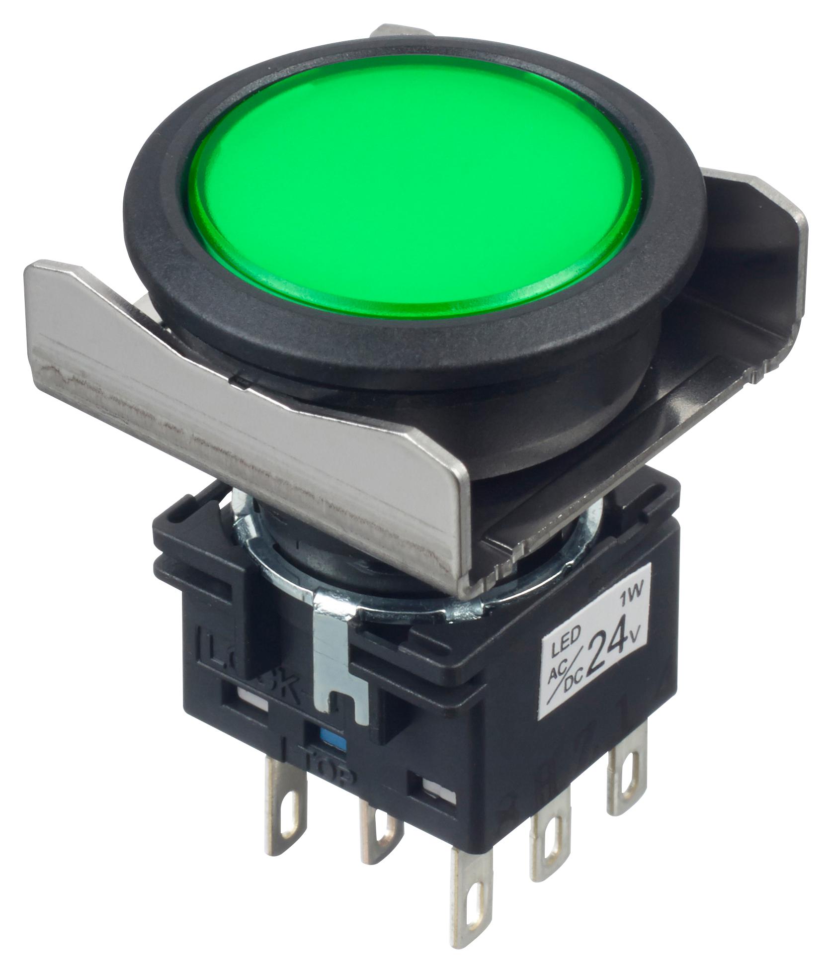 LBW6L-M1T64G PB SWITCH, DPDT, 24VAC/DC, SOLDER, GREEN IDEC