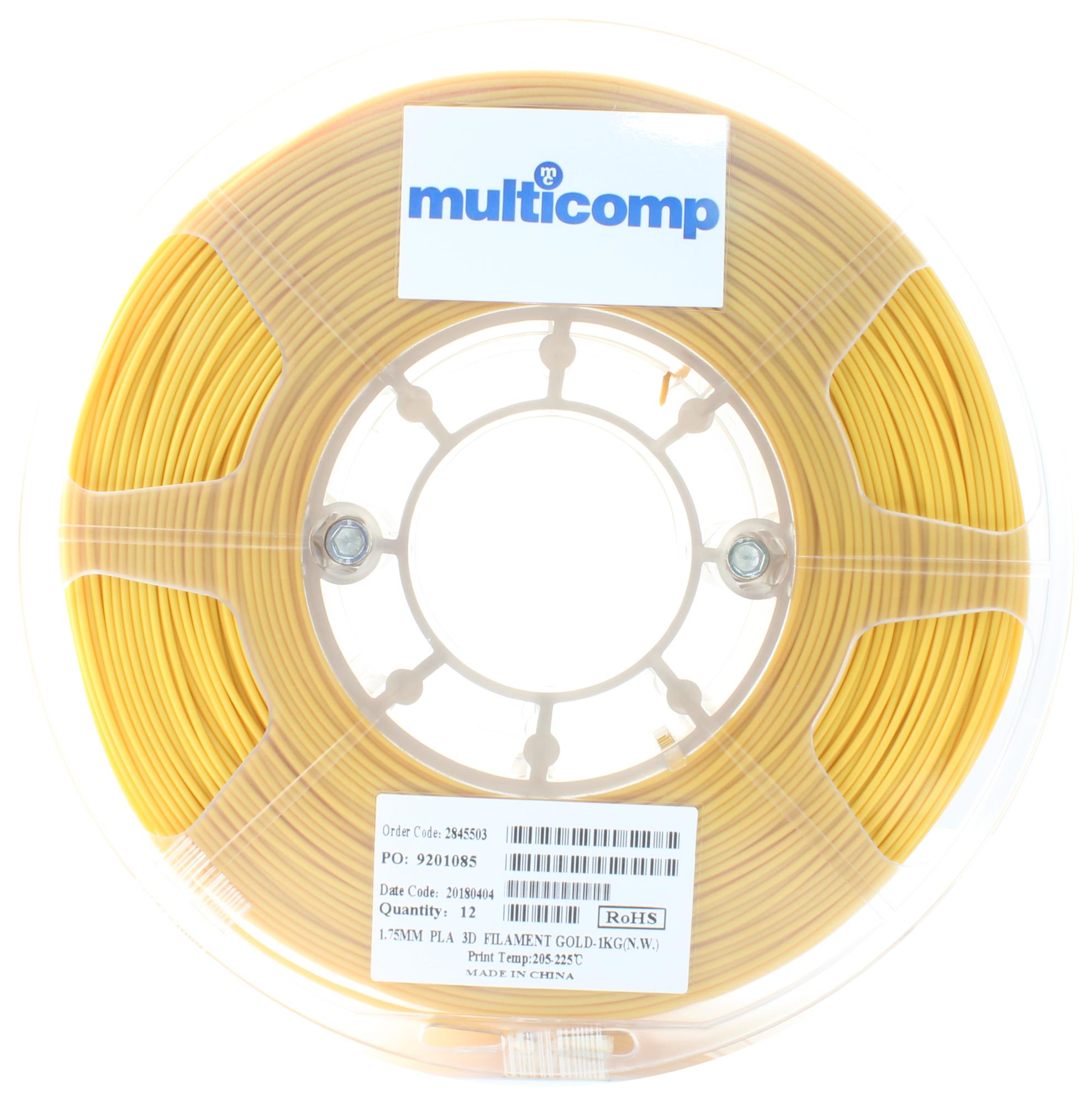 MC002556 3D PRINTER FILAMENT, PLA, 1.75MM, GOLD MULTICOMP