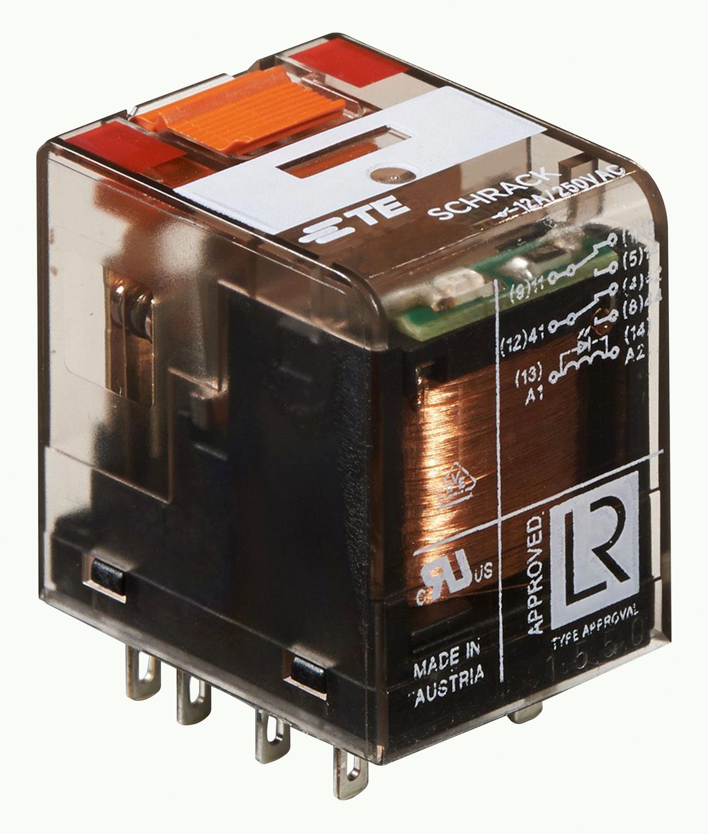 PT270R24 POWER RELAY, DPDT, 12A, 240VAC, SOCKET SCHRACK - TE CONNECTIVITY