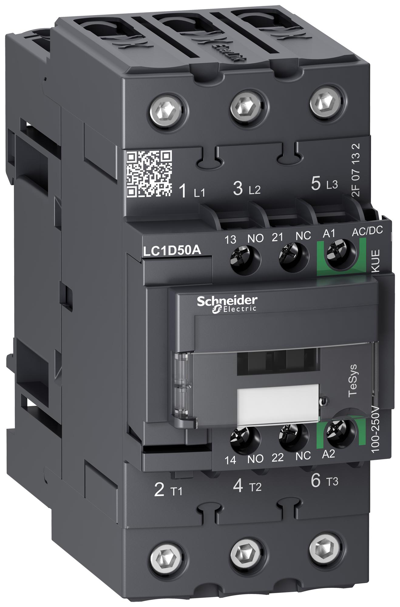 LC1D50AKUE CONTACTOR, 3PST-NO, 250V, DIN RAIL/PANEL SCHNEIDER ELECTRIC
