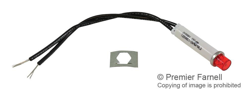 2150A1 NEON INDICATOR, RED, 7.9MM, WIRE LEADED VCC (VISUAL COMMUNICATIONS COMPANY)