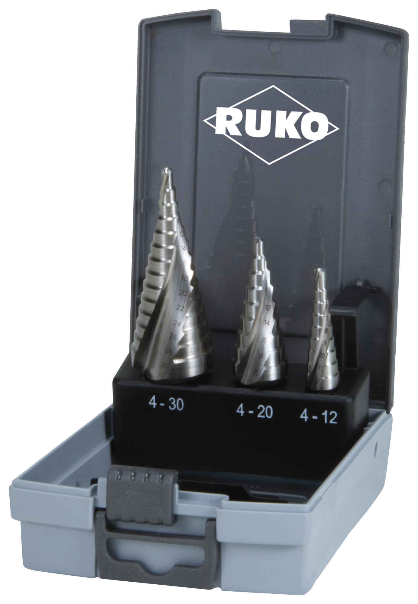 101026RO STEP DRILL SET, HSS, 3PC RUKO