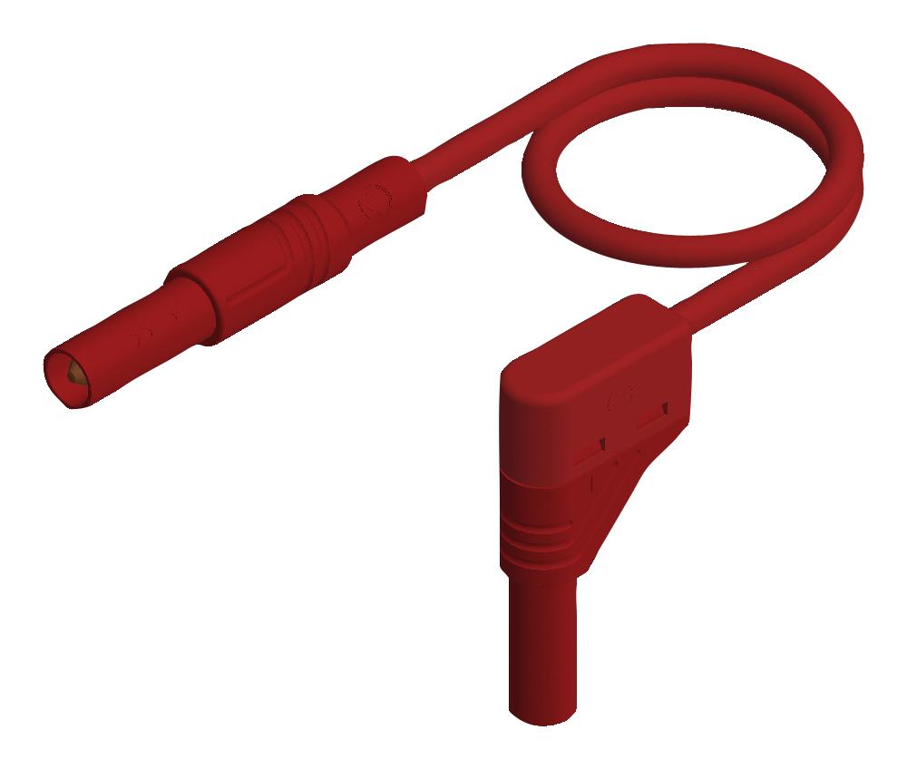 934078101 TEST LEAD, 4MM BANANA PLUG-R/A PLUG, RED HIRSCHMANN TEST AND MEASUREMENT