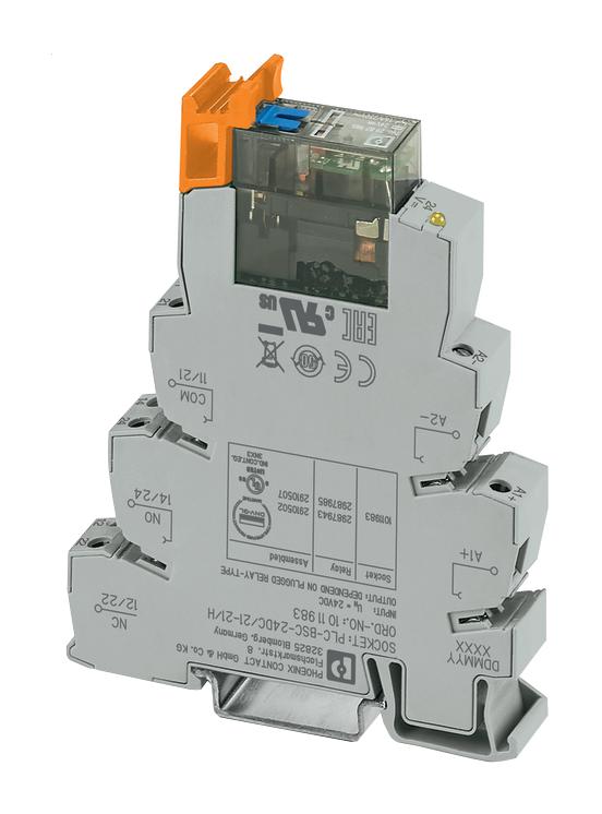 2910507 RELAY MODULE, DPDT, 0.05A, 24V, DIN RAIL PHOENIX CONTACT