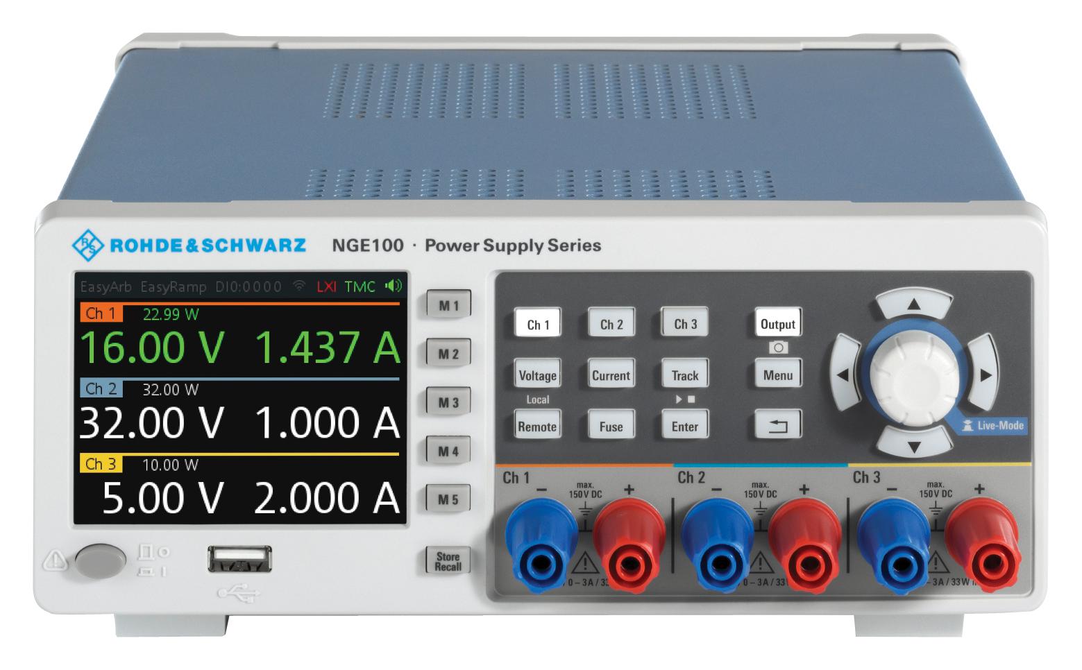 NGE103B POWER SUPPLY, BENCH, 3CH, 3A, 32V, 100W ROHDE & SCHWARZ