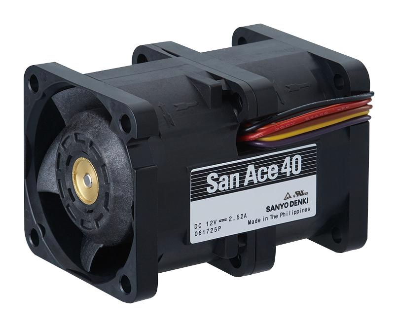 9CRH0412P5J001 AXIAL FAN, 40MM, 12VDC, 32.9CFM, 70DBA SANYO DENKI