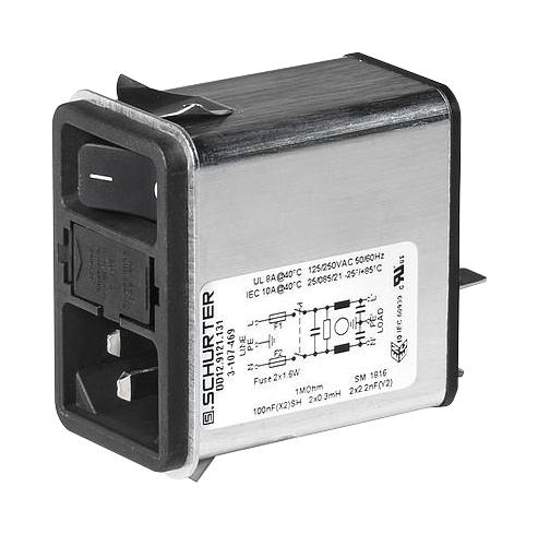 3-107-465 POWER LINE FILTER, STANDARD, 1A, QC SCHURTER