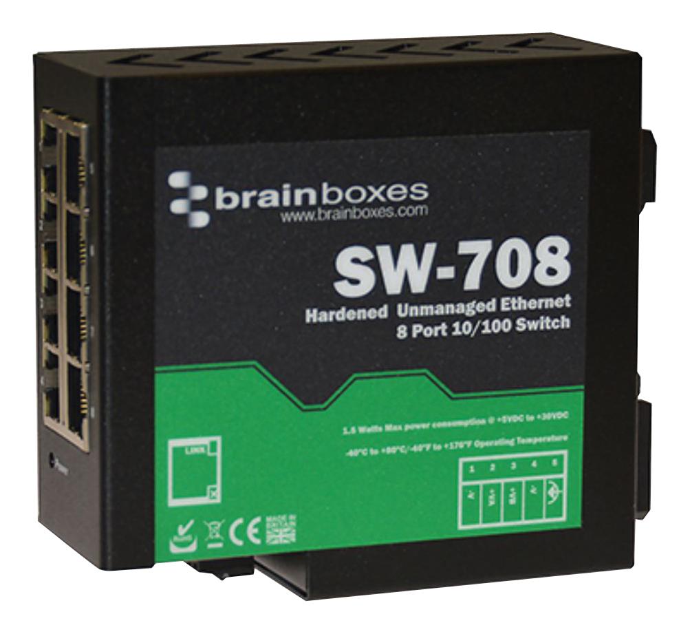 SW-708 ETHERNET SWITCH, RJ45X8, 10/100MBPS BRAINBOXES