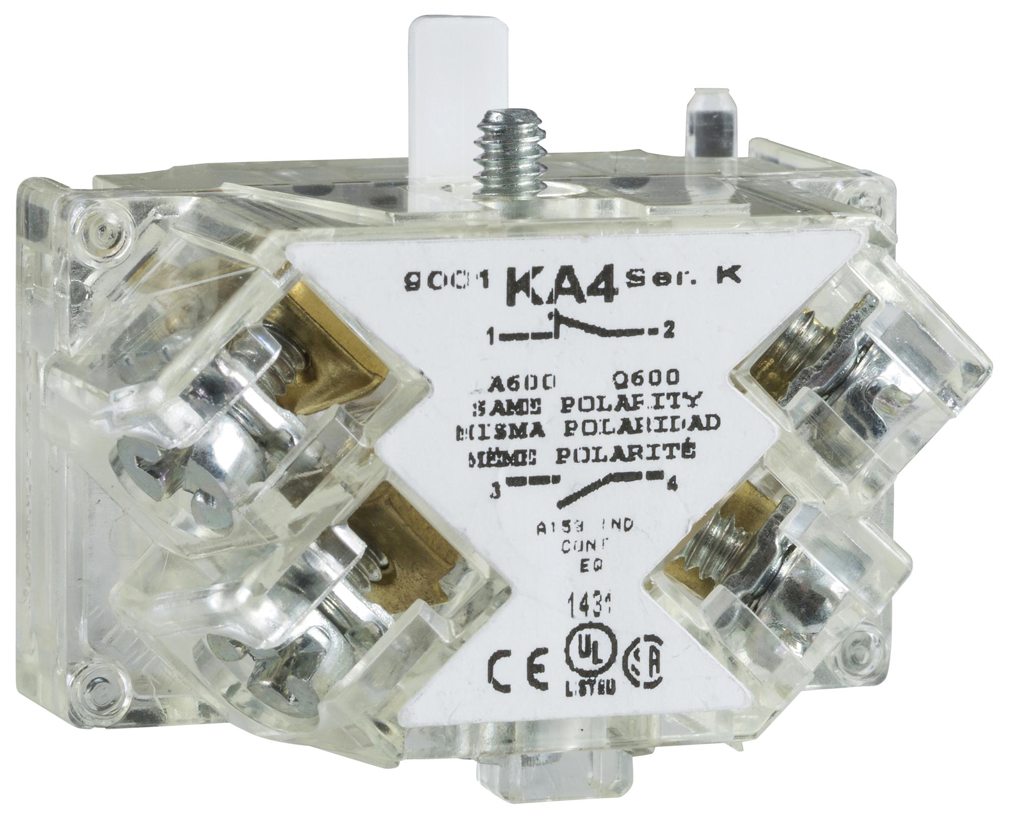 9001KA4 CONTACT BLOCK, 600V, 10A, 2POLE SCHNEIDER ELECTRIC