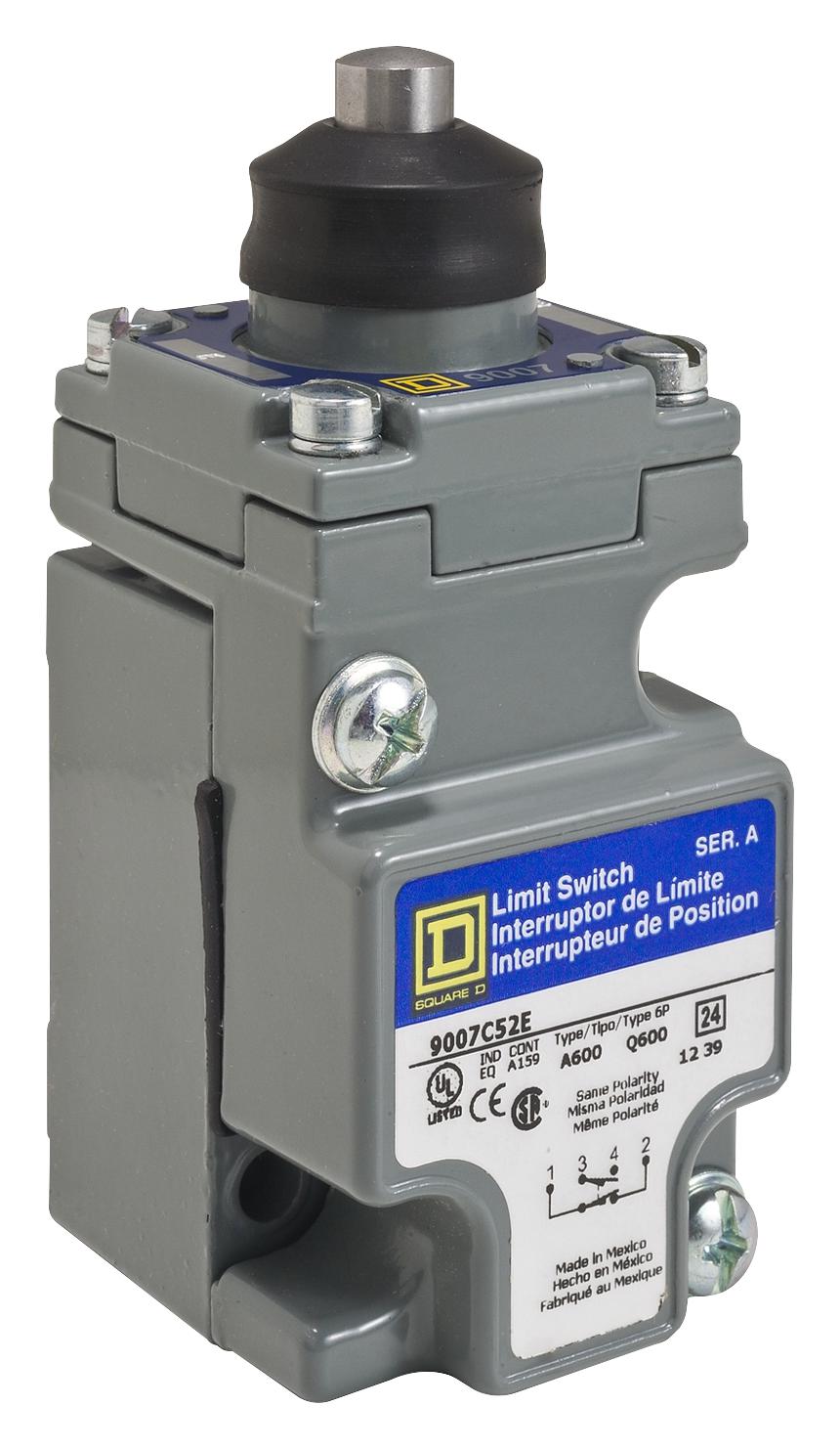 9007C52ED LIMIT SW, TOP PLUNGER, SPDT-DB, 6A, 120V TELEMECANIQUE SENSORS