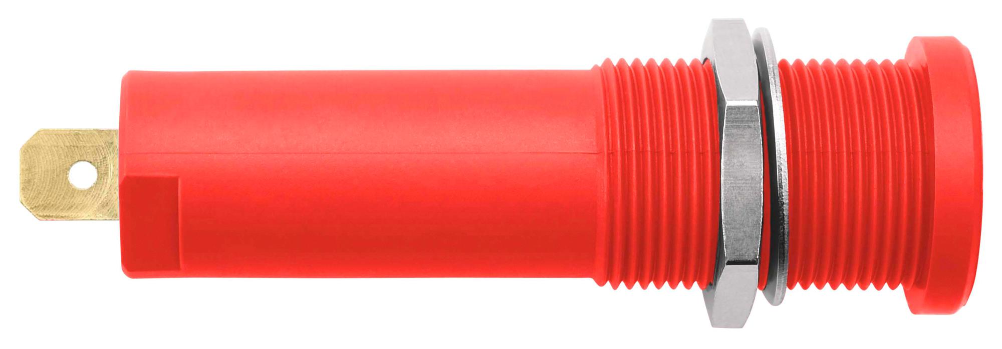 HSEB 3125 L AU / RT CONN, BANANA, JACK, 16A, RED, QC/SOLDER SCHUTZINGER