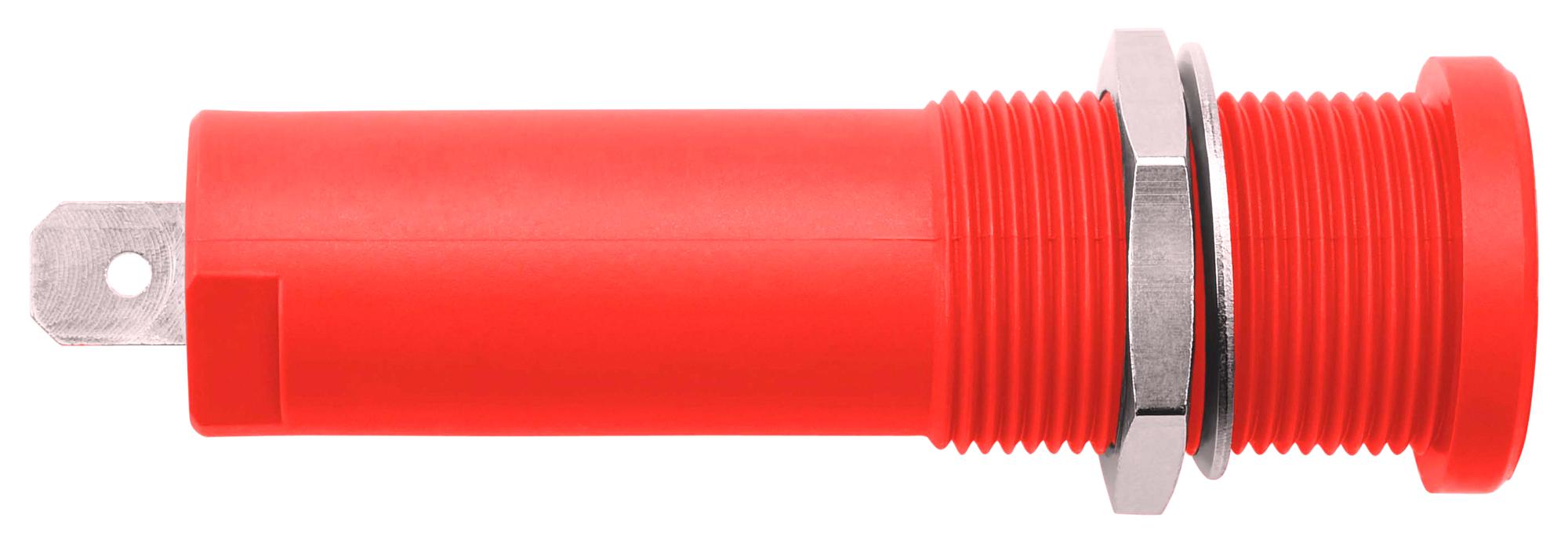 HSEB 3125 L NI / RT CONN, BANANA, JACK, 16A, RED, QC/SOLDER SCHUTZINGER