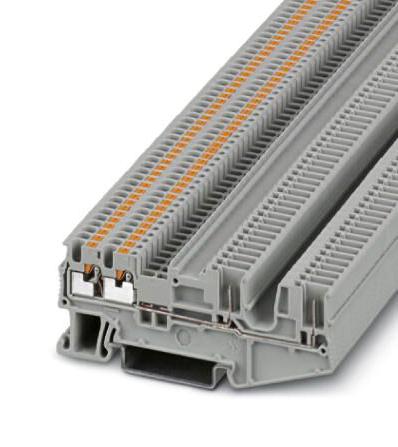PT 1,5/S-QUATTRO/2P DINRAIL TERMINAL BLOCK, 4WAY, 14AWG, GRY PHOENIX CONTACT