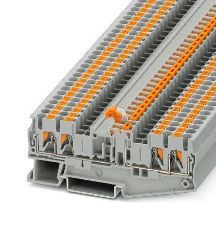 PT 2,5-QUATTRO-MTB DINRAIL TERMINAL BLOCK, 4WAY, 12AWG, GRY PHOENIX CONTACT