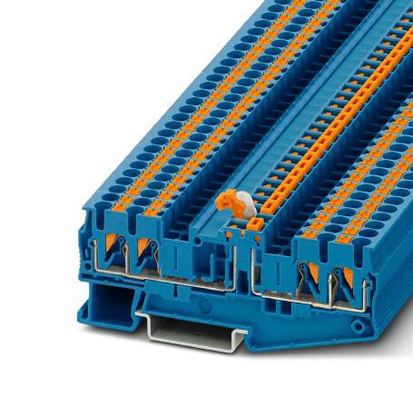 PT 2,5-QUATTRO-MTB BU DINRAIL TERMINAL BLOCK, 4WAY, 12AWG, BLU PHOENIX CONTACT