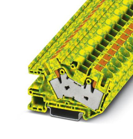 PTI 16/S-PE DINRAIL TERMINAL, 2WAY, 4AWG, GRN/YEL PHOENIX CONTACT
