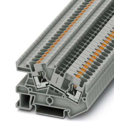 PTI 4 DINRAIL TERMINAL BLOCK, 2WAY, 10AWG, GRY PHOENIX CONTACT