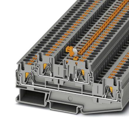 PTTB 4-MT DINRAIL TERMINAL BLOCK, 4WAY, 10AWG, GRY PHOENIX CONTACT