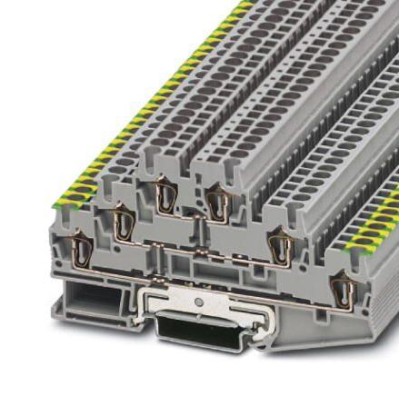 ST 2,5-PE/L/L DINRAIL TERMINAL BLOCK, 6WAY, 12AWG, GRY PHOENIX CONTACT
