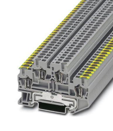STTB 2,5-PE/L DINRAIL TERMINAL BLOCK, 4WAY, 12AWG PHOENIX CONTACT