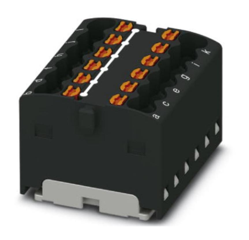 PTFIX 12X1,5-G BK TB, DISTRIBUTION BLOCK, 12P, 14AWG, BLK PHOENIX CONTACT