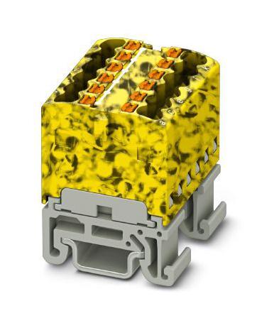 PTFIX 12X1,5-NS15A-FE TB, DISTRIBUTION BK, 12P, 14AWG, BLK/YEL PHOENIX CONTACT
