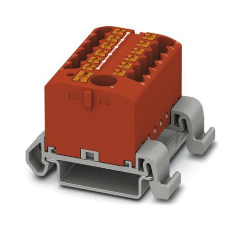 PTFIX 6/12X2,5-NS35A RD TB, POWER DISTRIBUTION, 13P, 12AWG, RED PHOENIX CONTACT