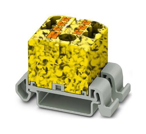 PTFIX 6/6X2,5-NS35A-FE TB, POWER DISTRIBUTION, 7P, 12AWG, B/Y PHOENIX CONTACT