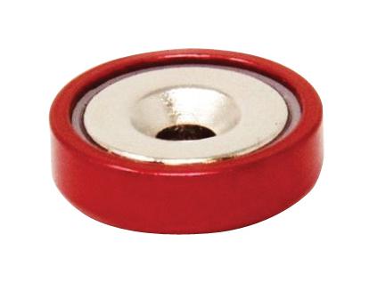 E1102/NEO/R/F POT MAGNET, 25MM X 7.7MM, NEODYMIUM, RED ECLIPSE MAGNETICS