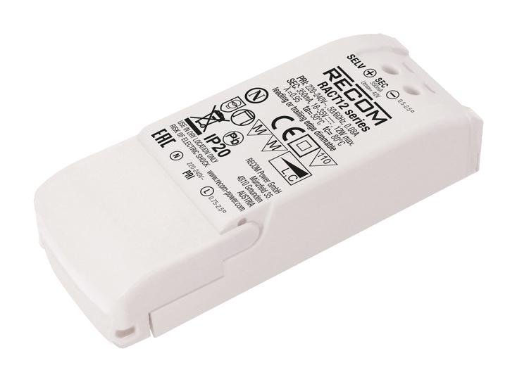 RACT12-300 LED DRIVER, SINGLE O/P, CC MODE, 12W RECOM POWER